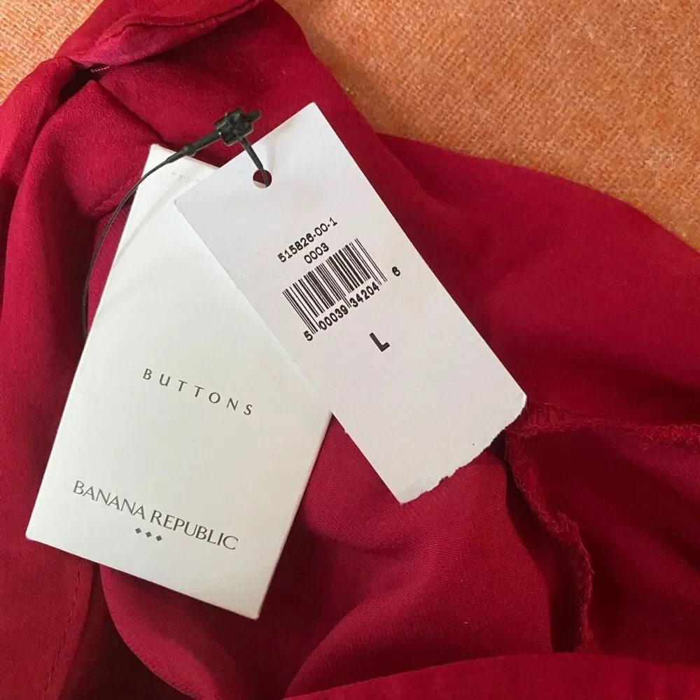 Banana Republic wine Burgundy silky satin Sleeveless Knot Blouse size Large L